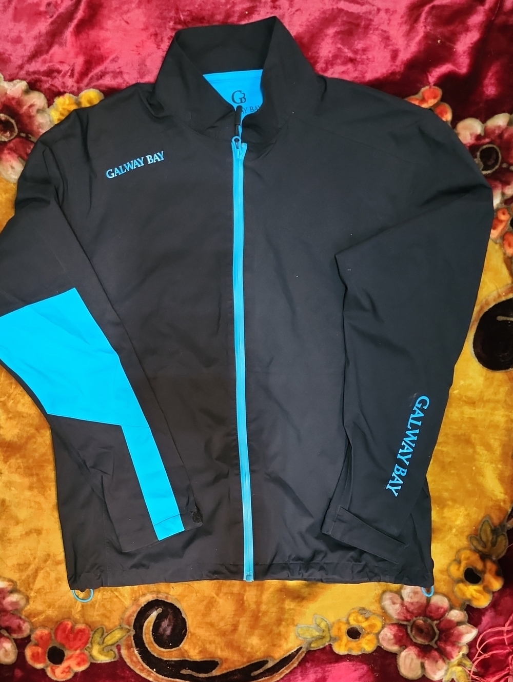 Galway Bay Black & Bright Blue Full Zip Polar Tec Jacket- Packable Lighwieght
